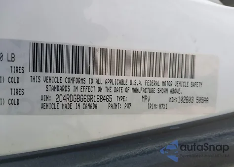 2016 Dodge Grand Caravan Se from USA, damaged, VIN 2C4RDGBG6GR168465